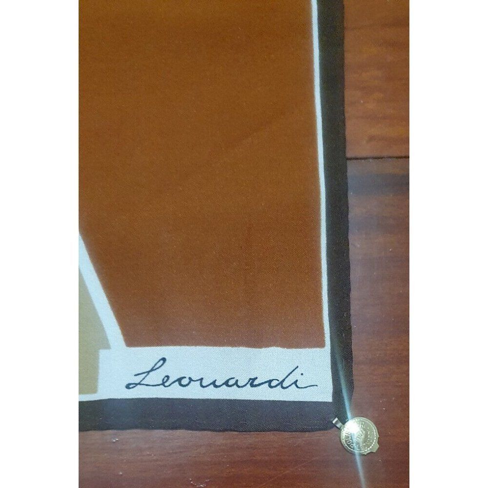 Leonardi Bright Colors Geometrical Design Scarf Silky Polyester Made in Italy! - Picture 6 of 6